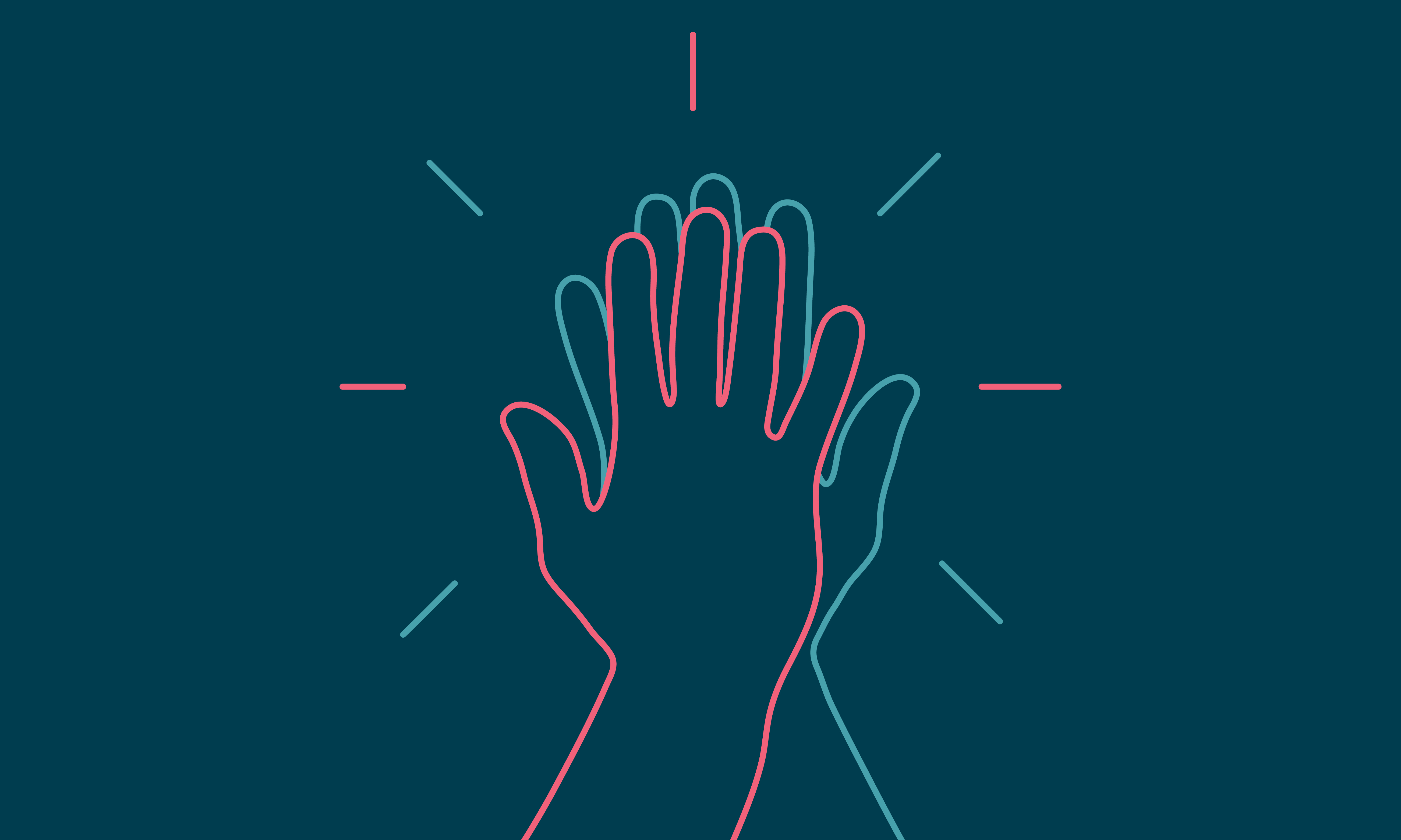 Illustration: abstract hands high five Illustration: abstract hands high five