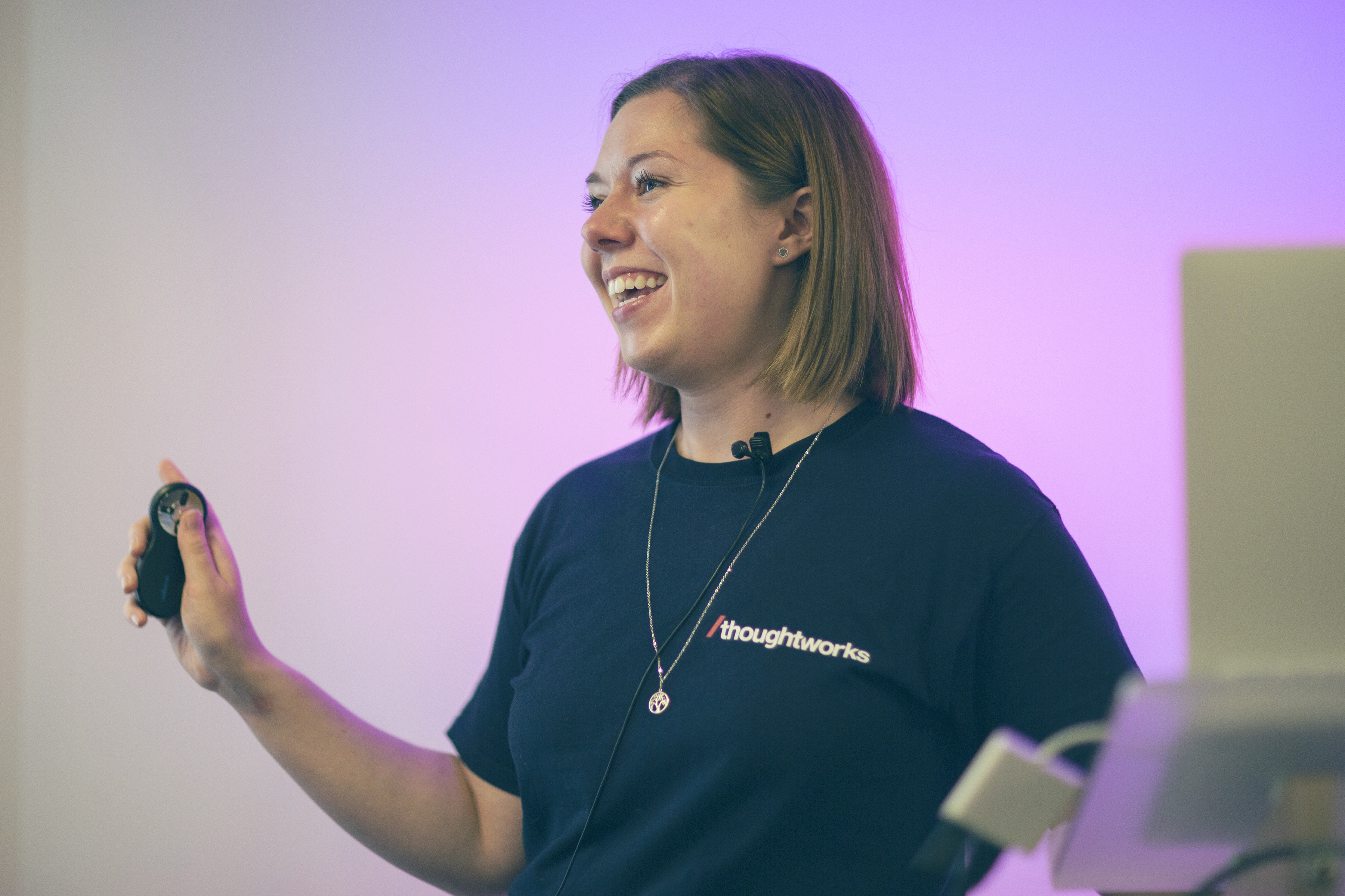 Cat Morris delivering a talk at XConf 2022 in Manchester, UK