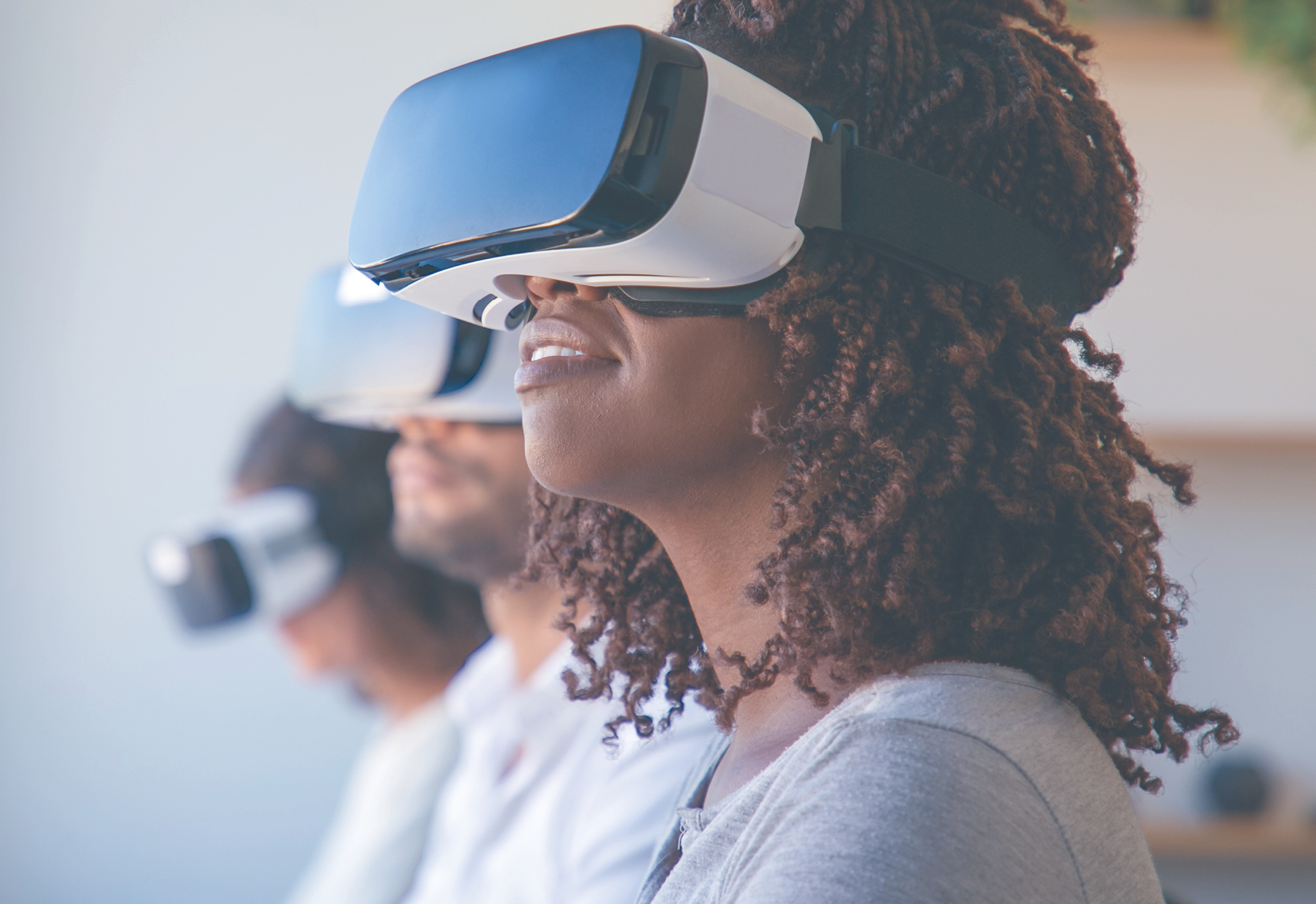 Woman using AR glasses