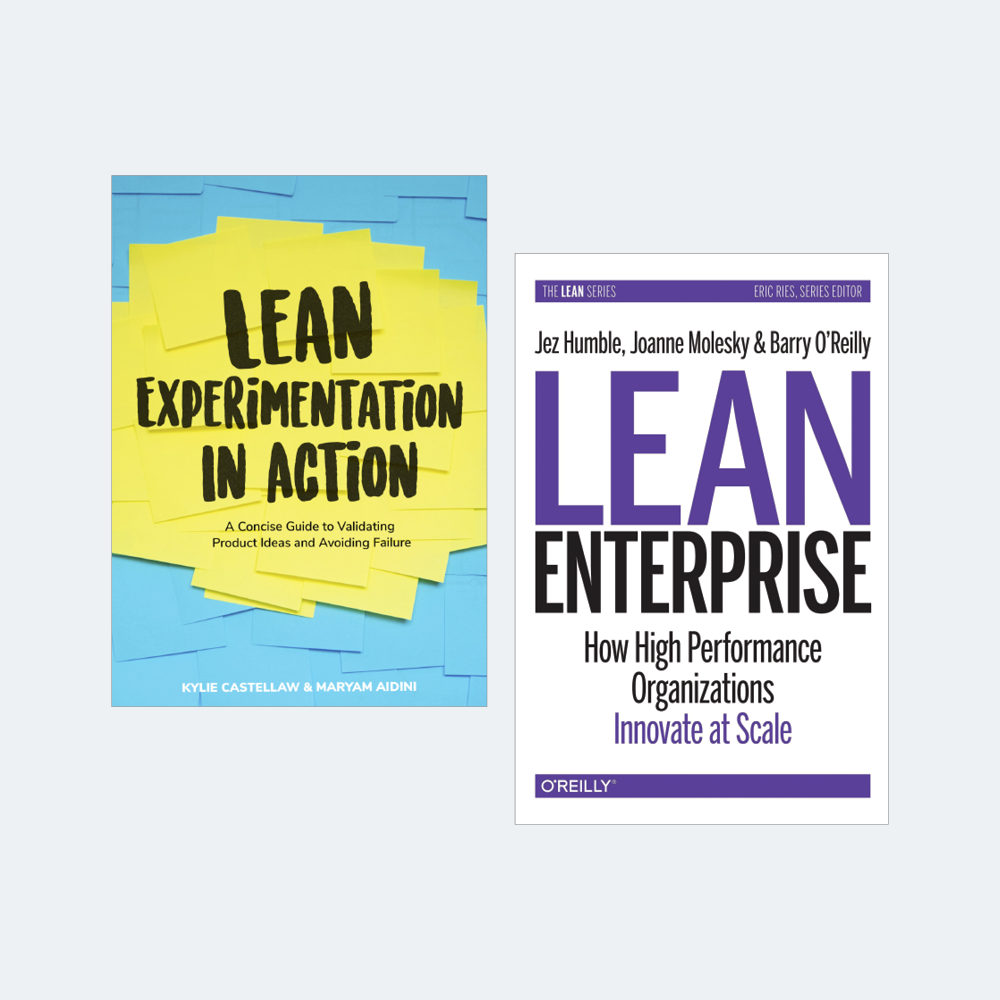 Book covers of Lean Enterprise and Lean Experimentation in Action