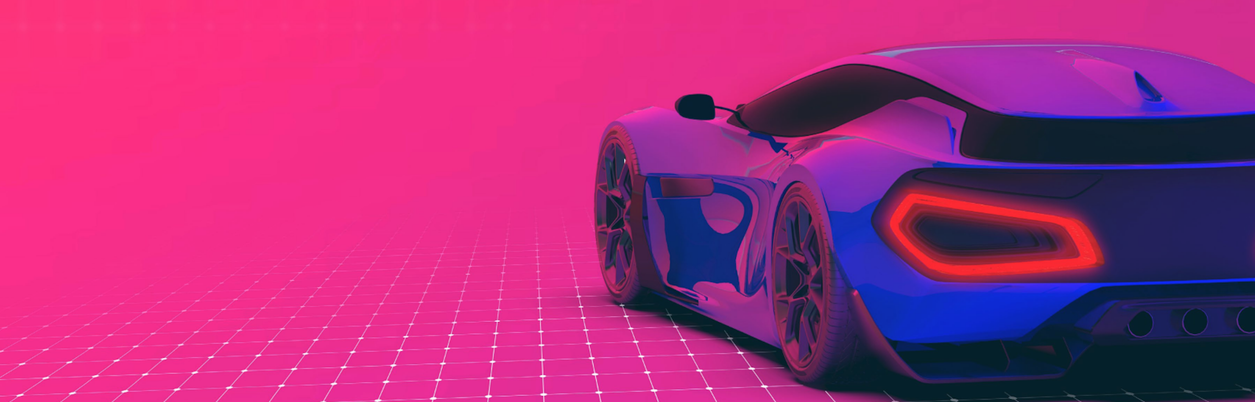 Sportscar from the back with pink background