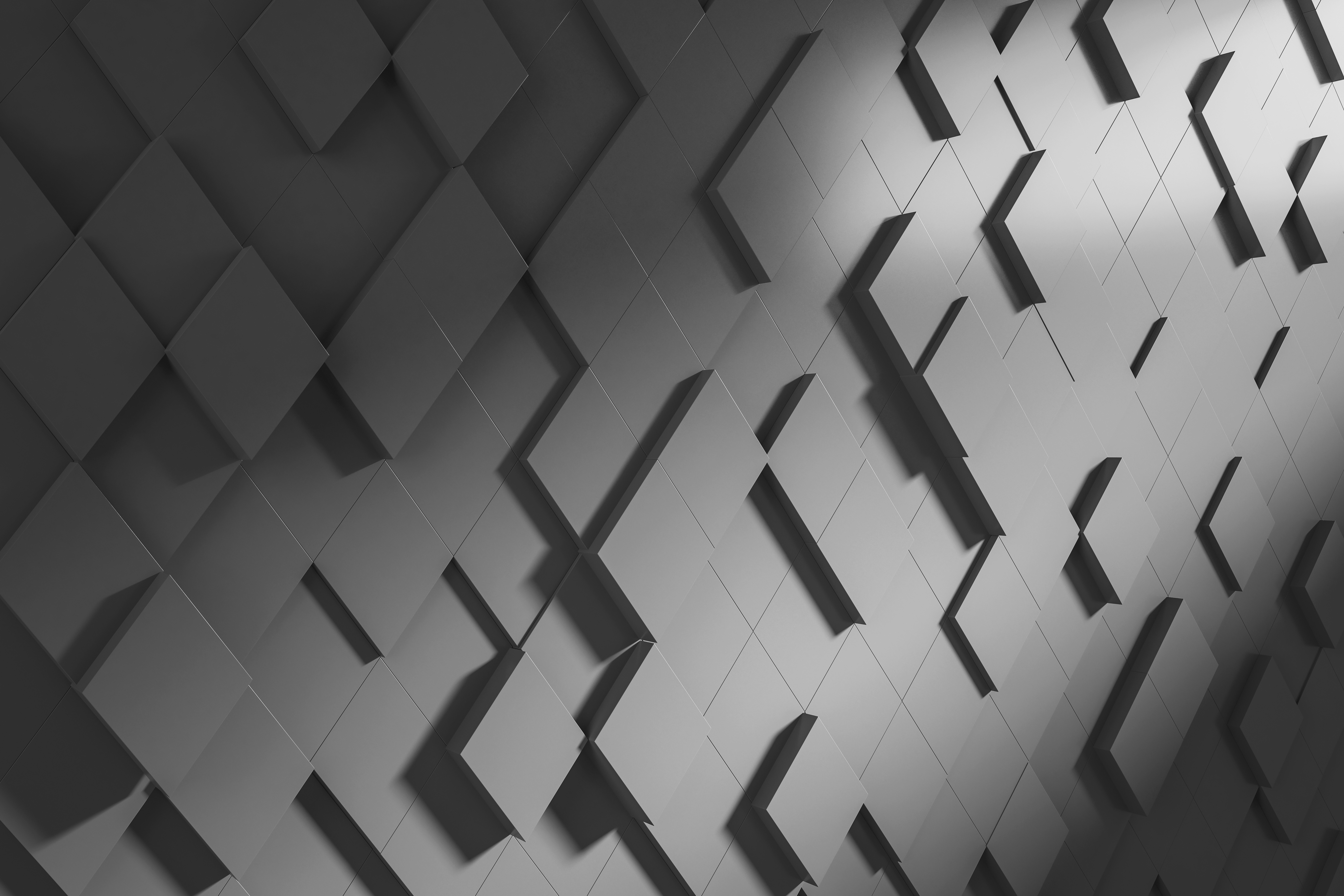 Abstract, black and white, square chaotic pattern.