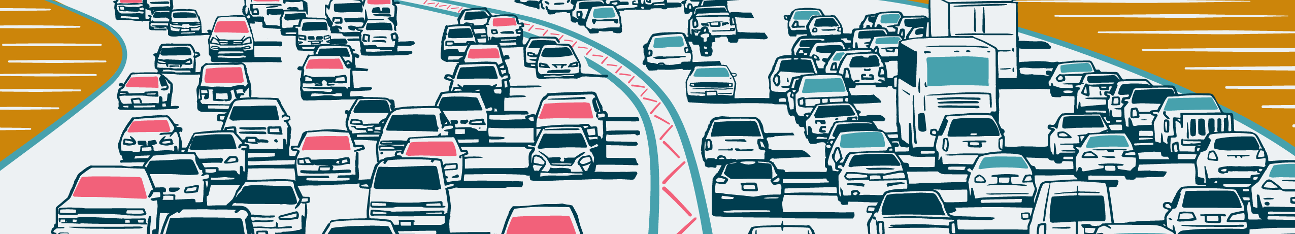 Illustration von Autos auf einer mehrspurigen Straße