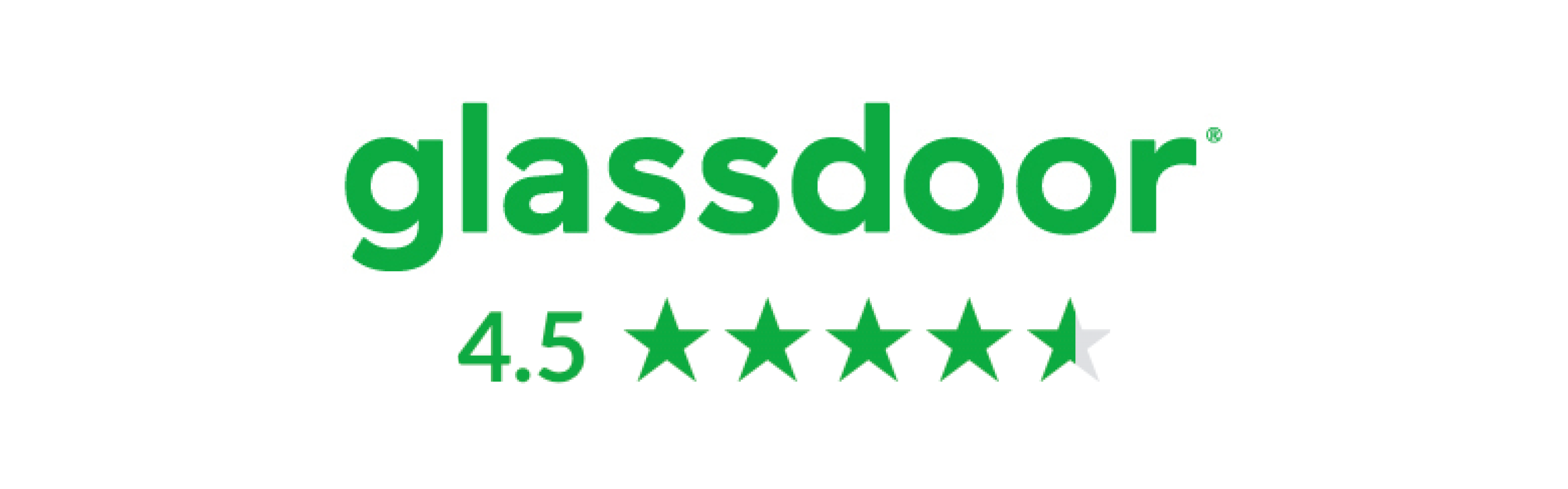 Glassdoor logo and rating of 4.5 stars
