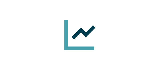 Grey background, icon depicting a graph with a growing trend