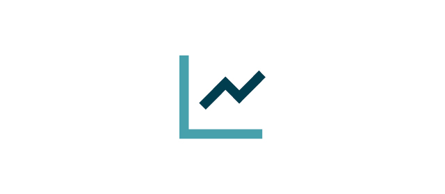 Grey background, icon depicting a graph with a growing trend Grey background, icon depicting a graph with a growing trend