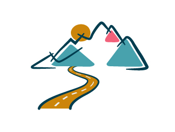 abstract illustration of customer journey, road and mountains