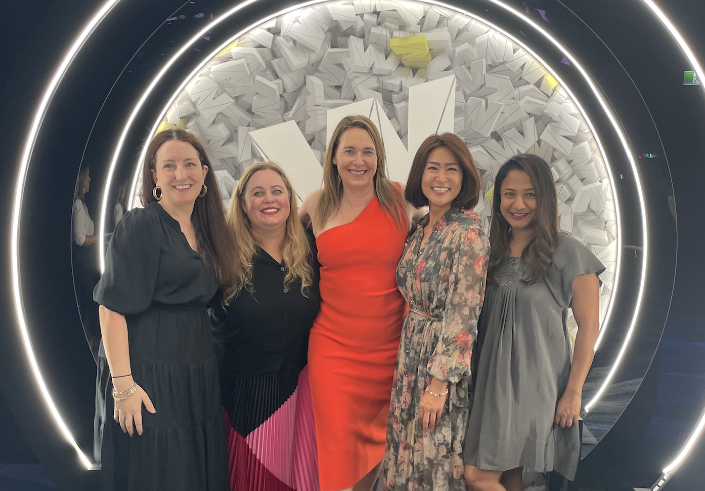 Thoughtworks team at B&T Women Leading Tech Awards ceremony from left to right Karen Davis, Claire Nelson, Helen Barlow-Hunt, Ingrid Buenaventura and Pallavi Johnson