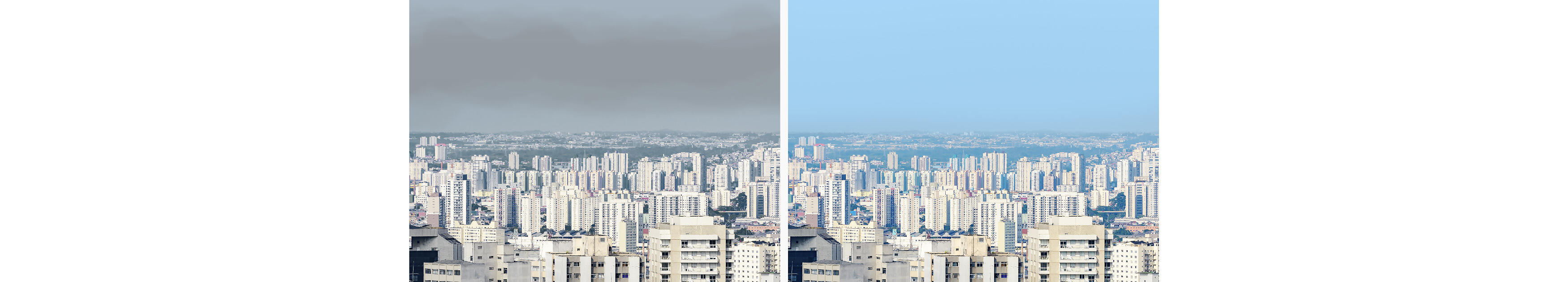 Images of Sao Paulo showing comparison of pollution in 2019/2020