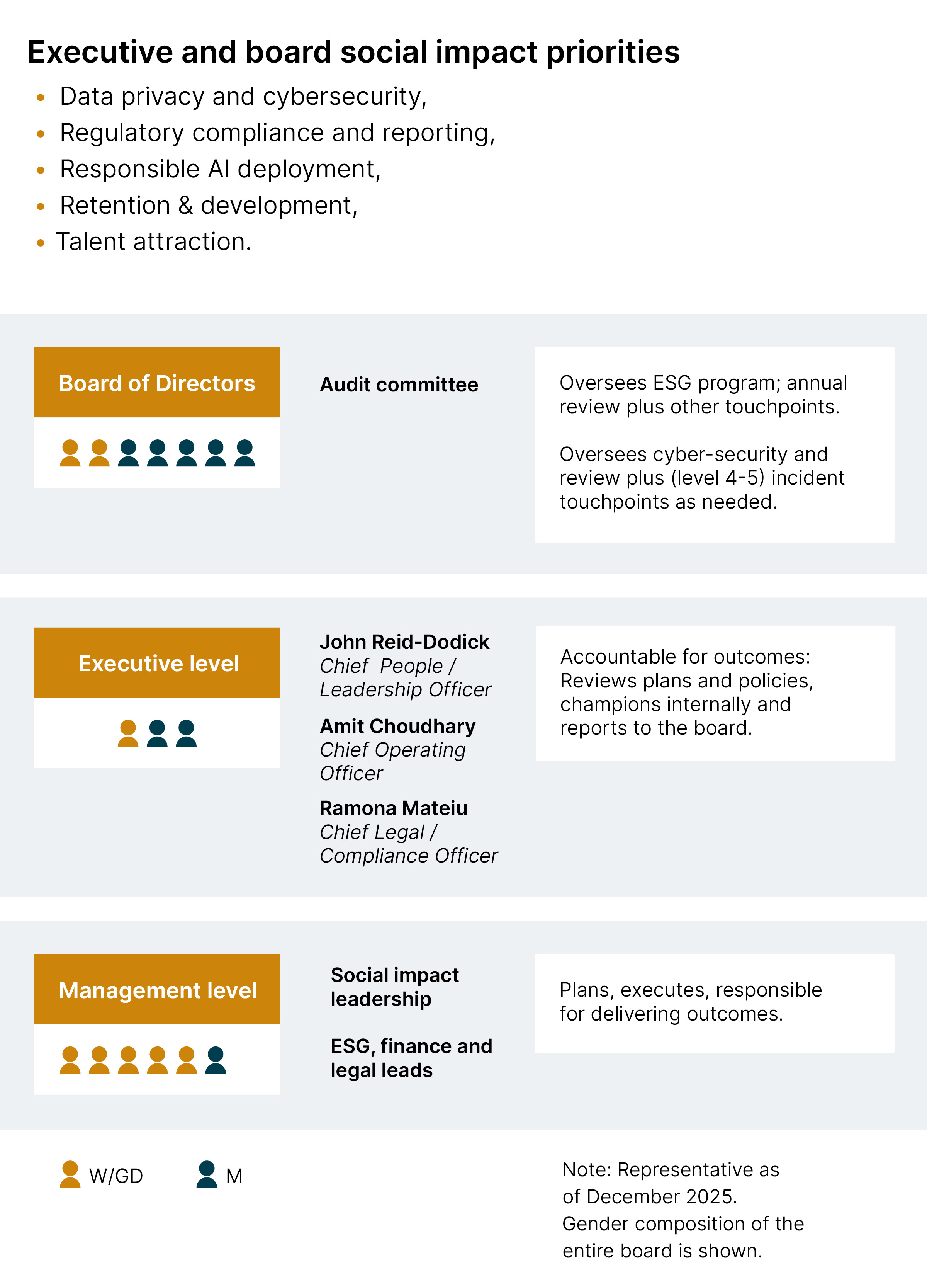 List of policies and guidlines, with icons: Cybersecurity; Global information security policy with systems and functions section; Data protection policy, AI Compliance policy.  Risk: Risk evaluation and escalation procedure. Compliance: Data protection policy, privacy policy, accessibility statement, modern slavery statement, integrity helpline (formal complaints process) and Speak up policy. 