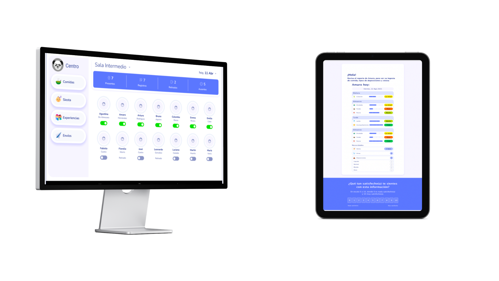 Sitio web en una computadora y en una tablet