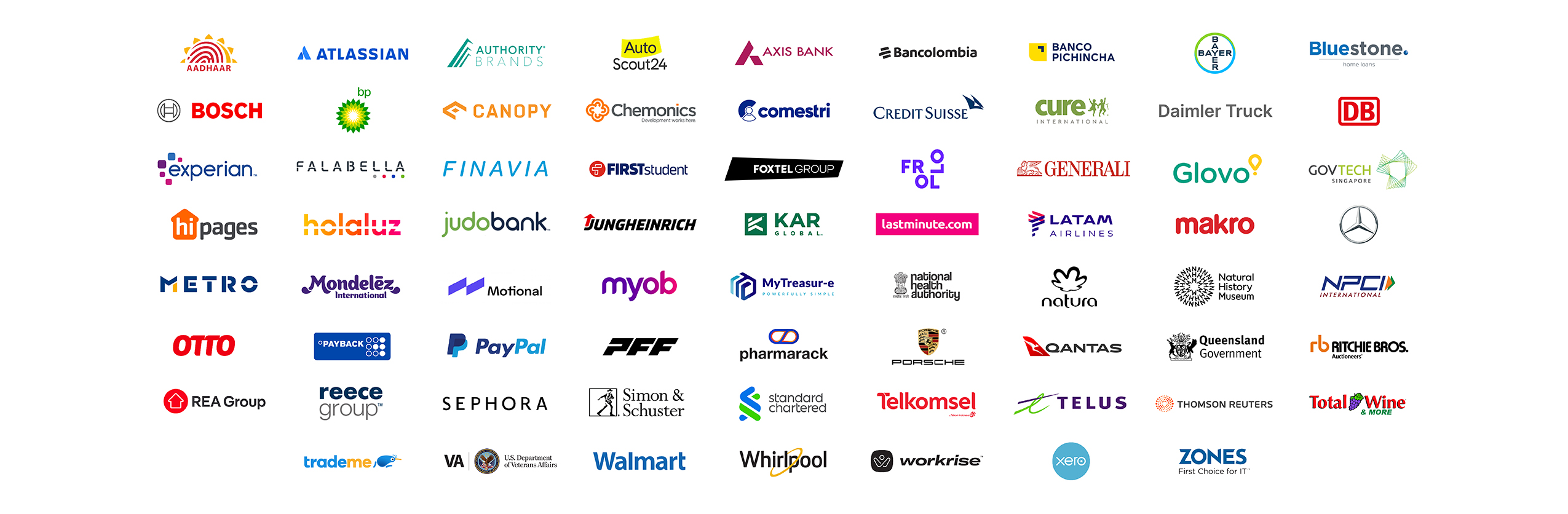 A list of 30+ Thoughtworks clients including brands like Daimler, Autoscout24, Bosch, Qantas and GoJek