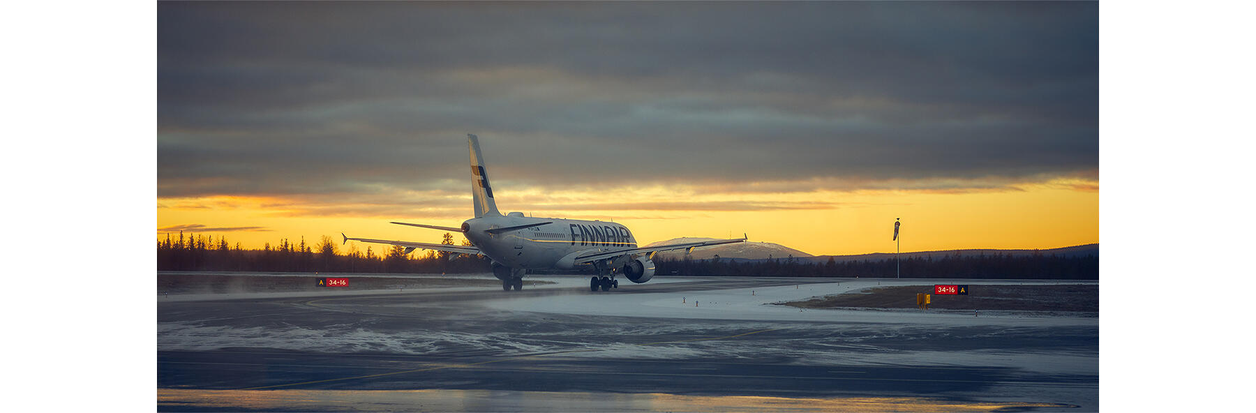 An airplane preparing to take off