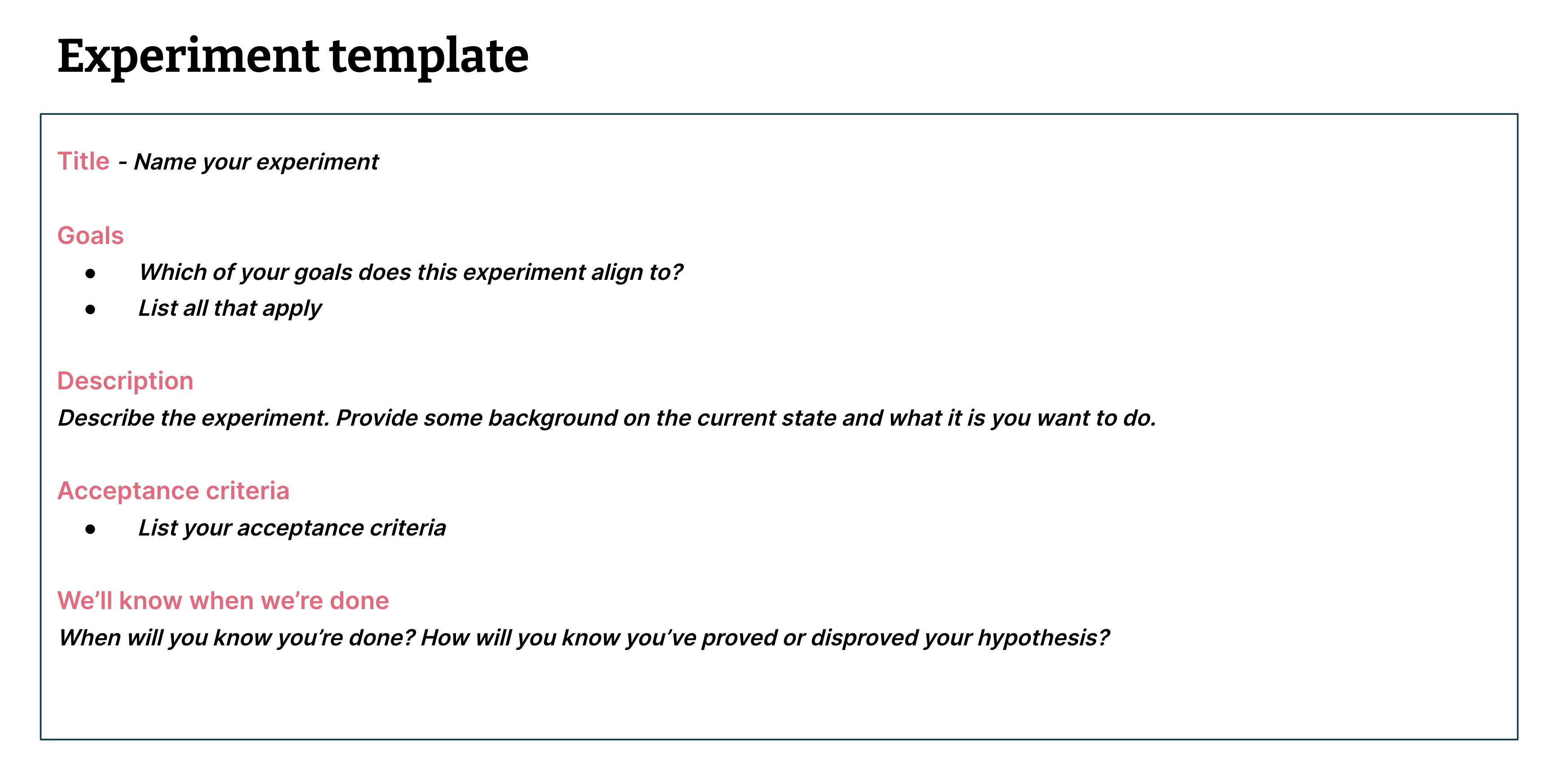 Experiment template