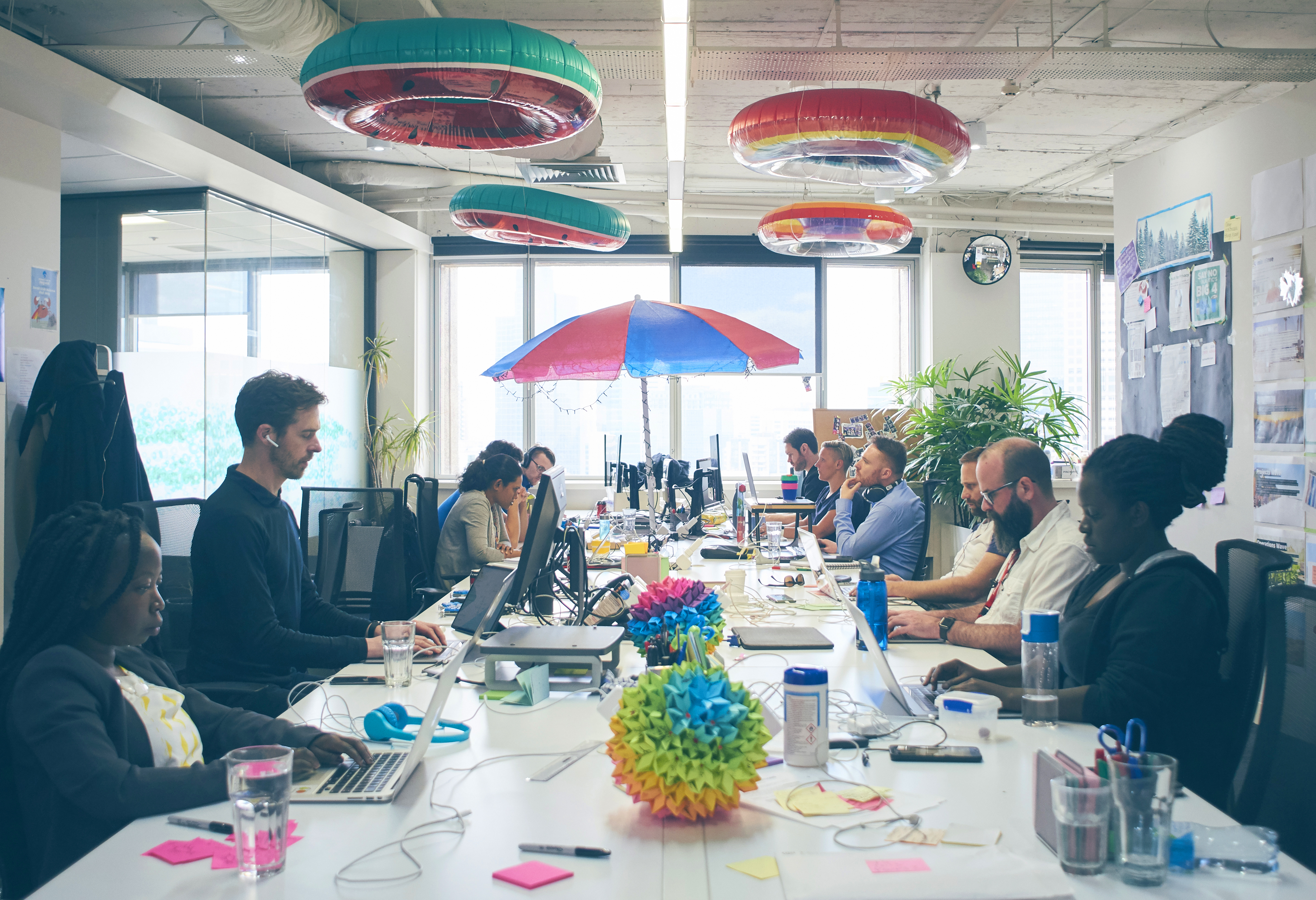 A group of people working
