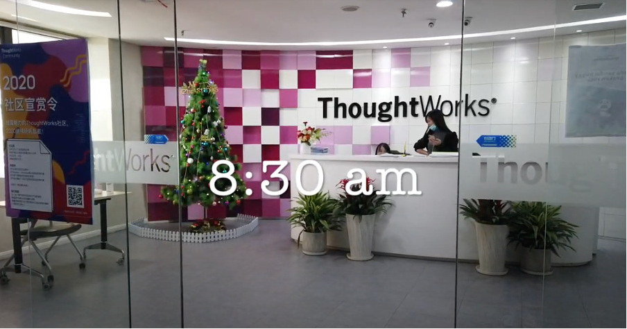 Image of the Thoughtworks office with Christmas decorations up