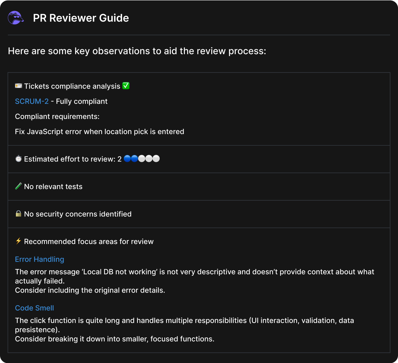 Figure 2. Qodo Merge can generate PR descriptions enriched with ticket context