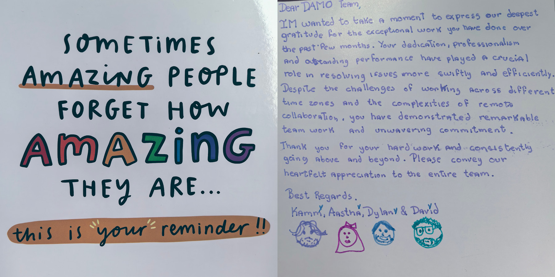 Image of a thank you card from client Image of a thank you card from client