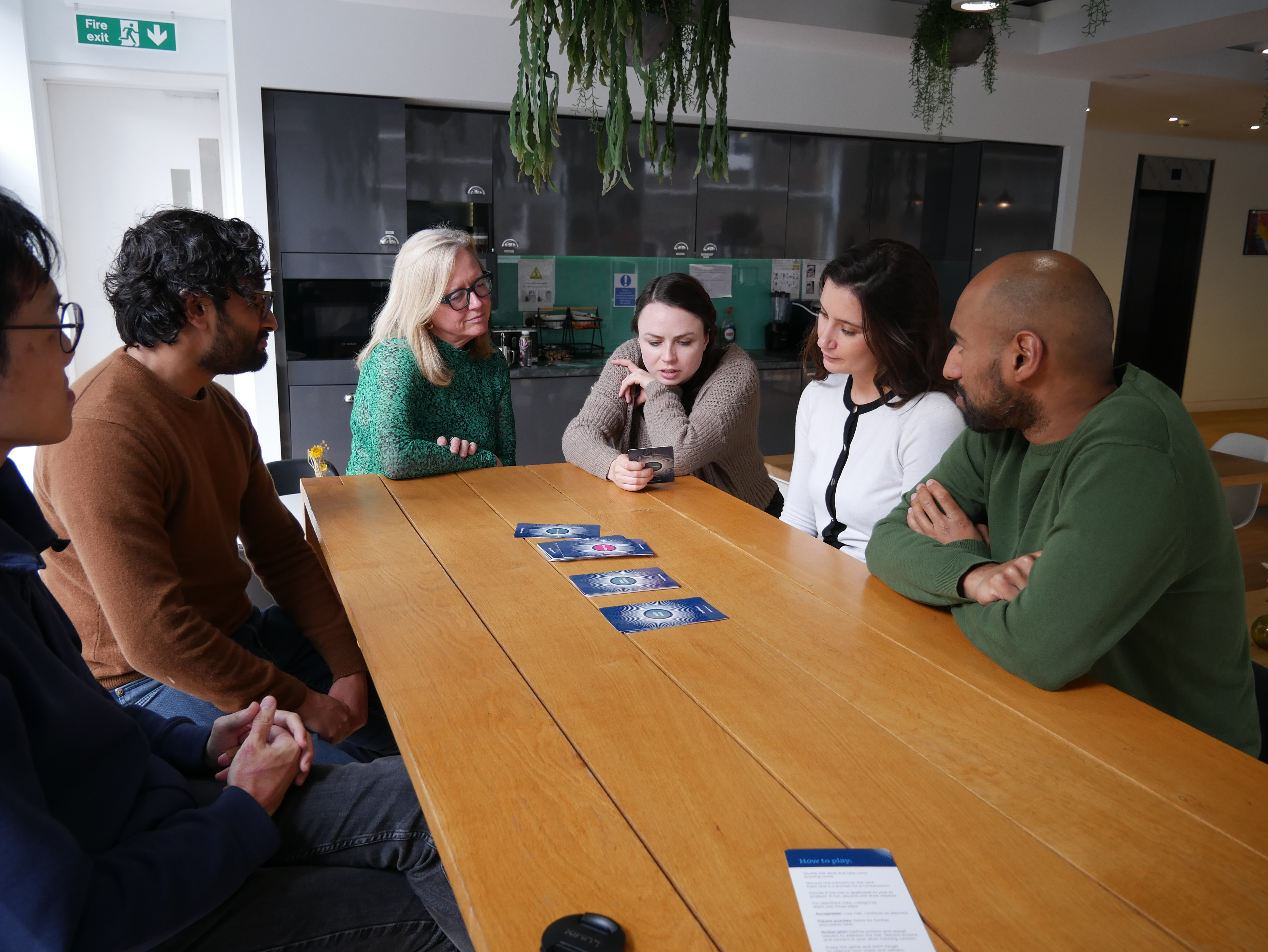 A group of Thoughtworkers sat around a table playing the Singularity game