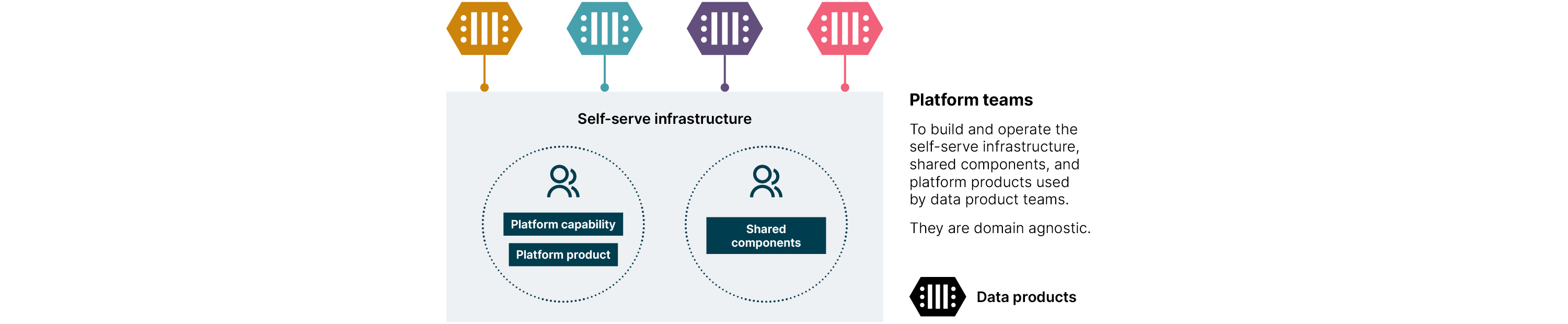 Data platform teams to support the self-service data infrastructure/platform used by data product teams
