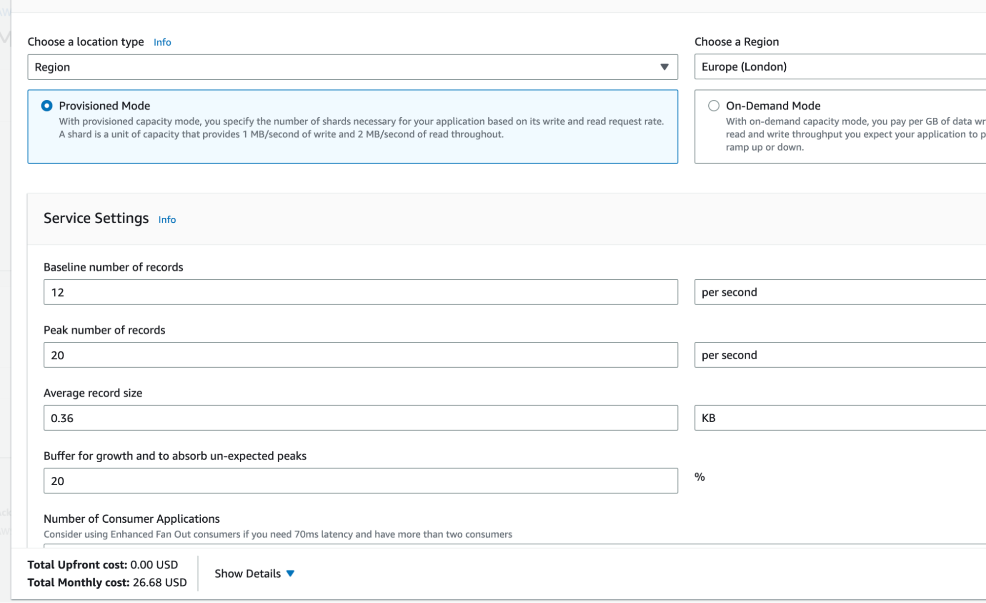 AWS pricing calculator