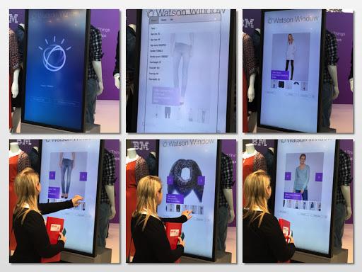 Messebesucher testen einen der vielen Magic Mirror 