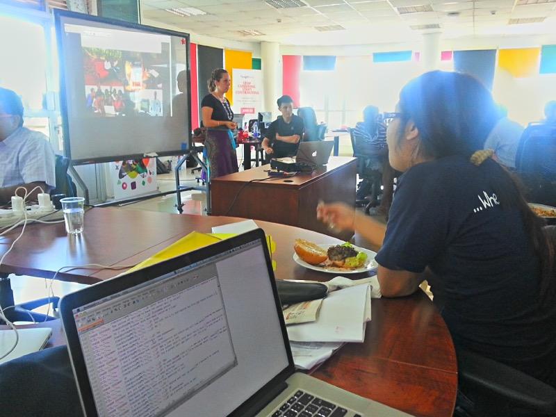 Team working and lunching remotely