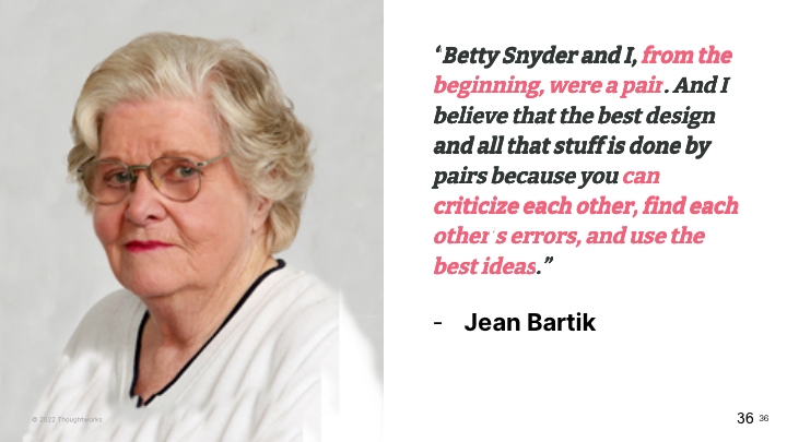 Jean Bartik,她是最早的程序员之一。