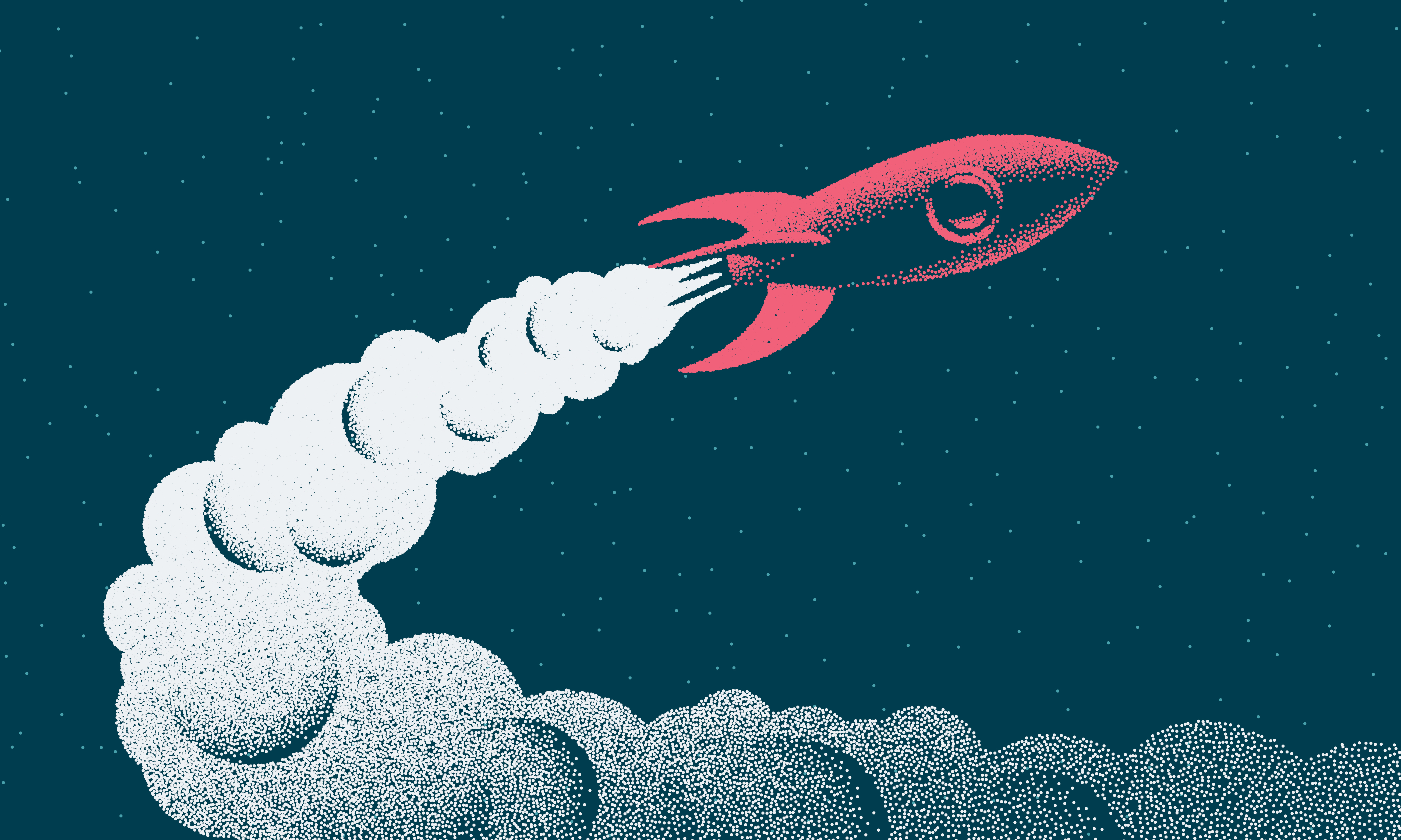 illustration of a rocket zooming off into the sky to signify innovation and growth