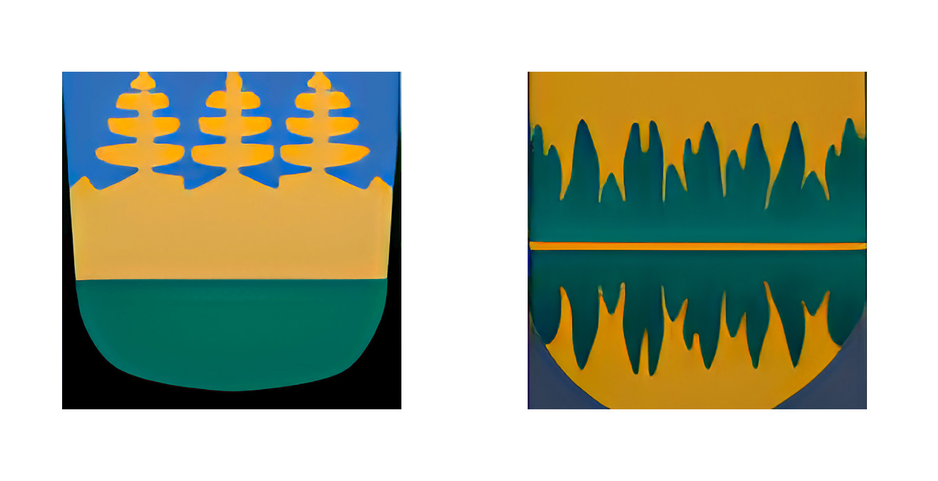 “A lake with forest on a coat of arms”