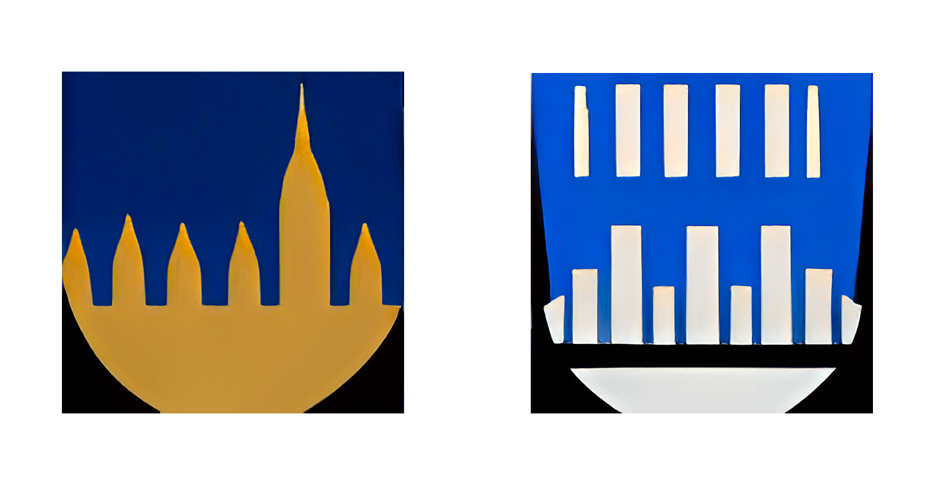 “A city skyline with skyscrapers on a coat of arms”