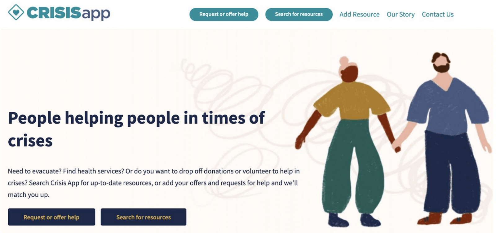 Screenshot of the Crisis App