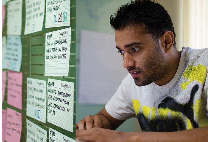 A user performing tasks in a test remotely  a user participating in user testing remotely