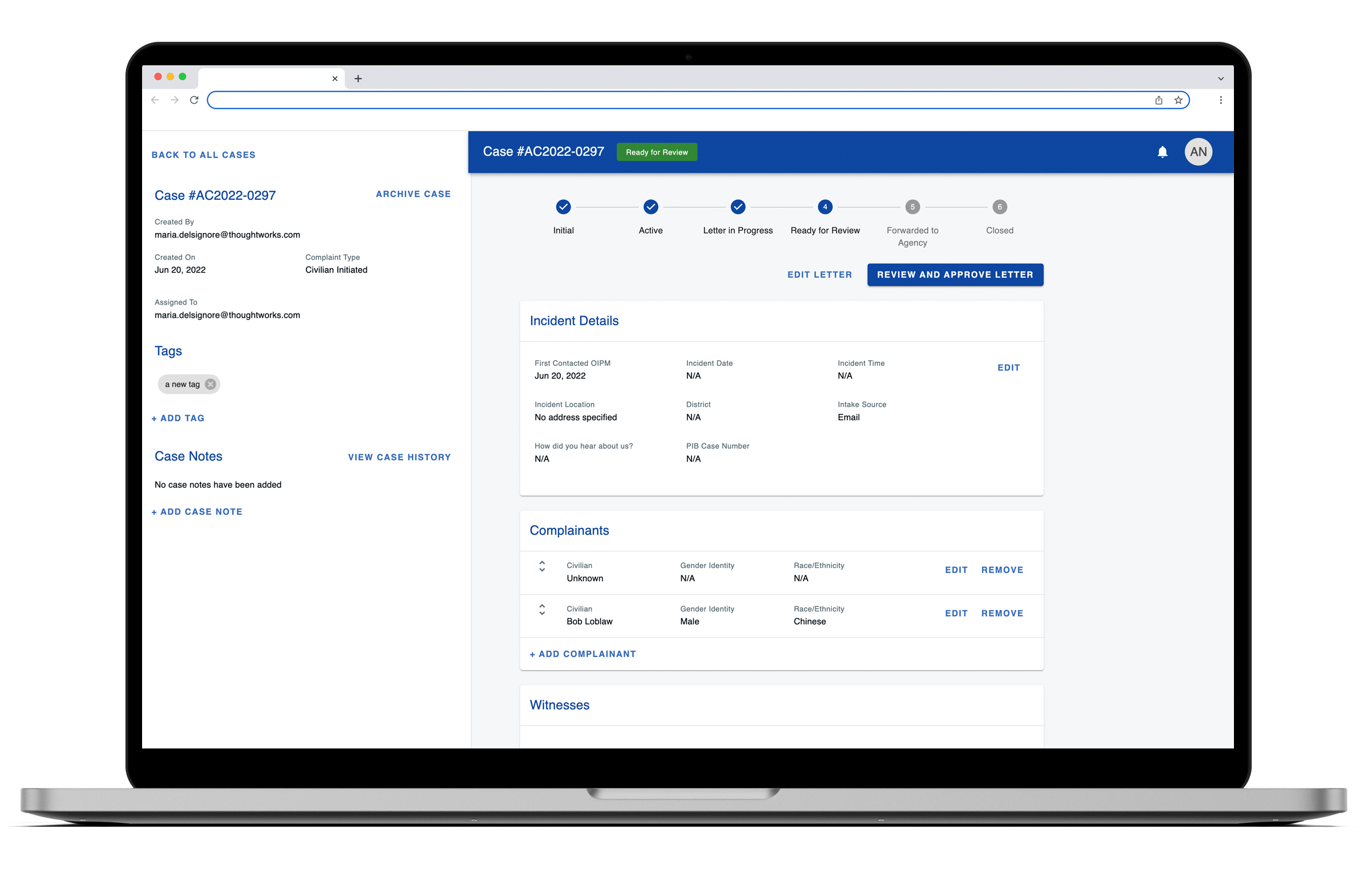 Complaint Manager UI