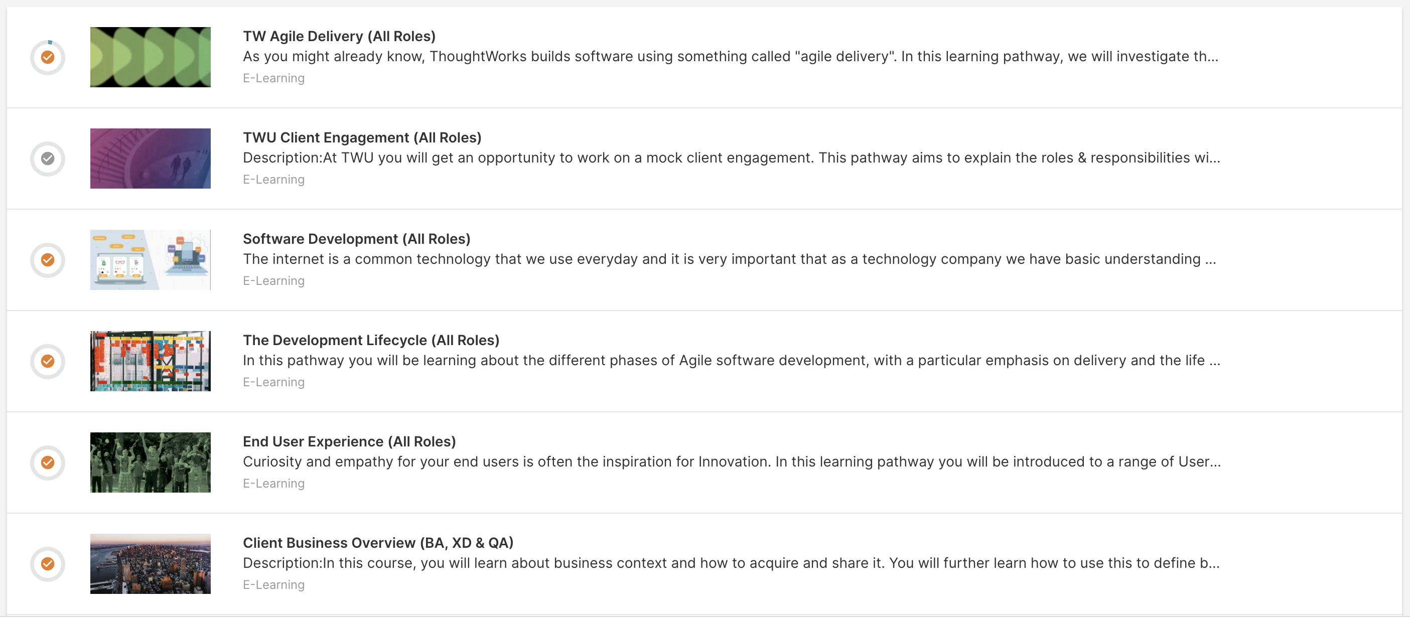 Image of course material from Thoughtworks University programs