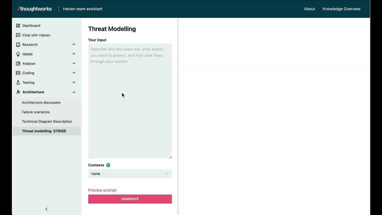 Screenshot of Haiven team assistant tool.