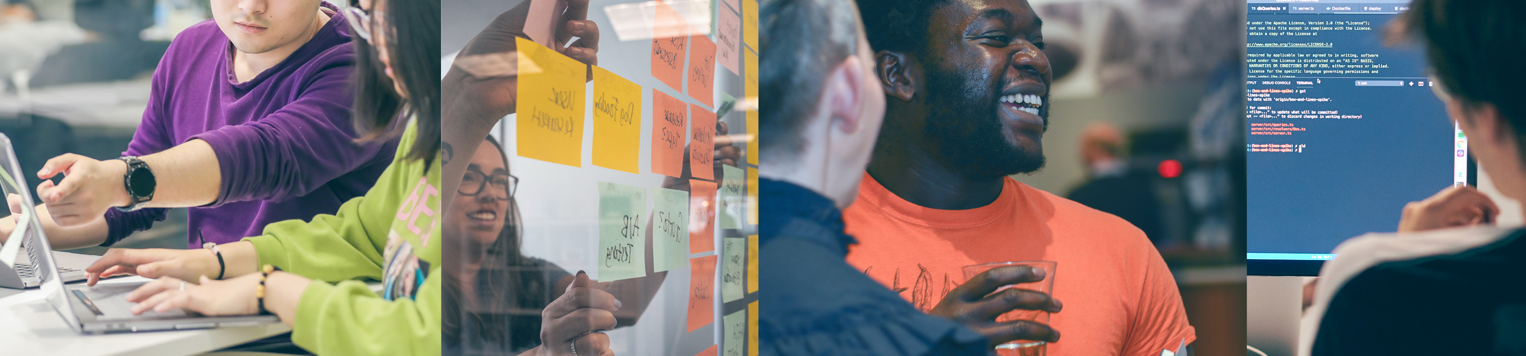 Diverse people interacting with digital products