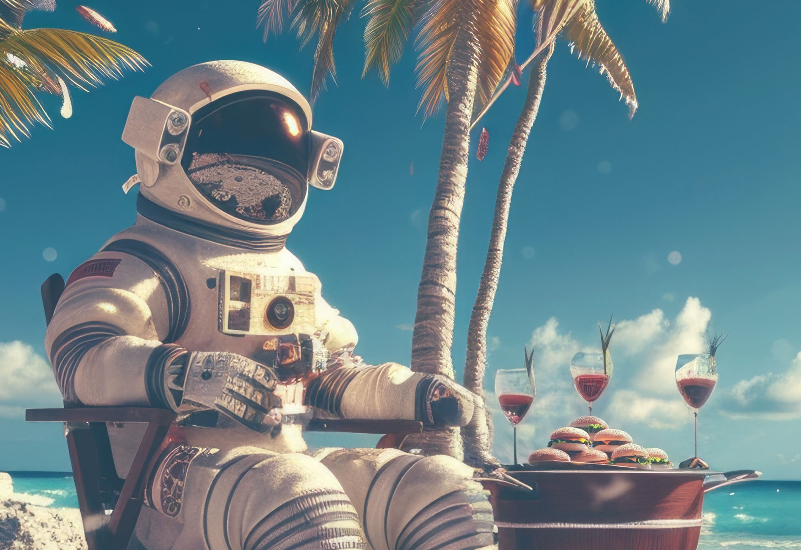 Image of astronaut at a BBQ