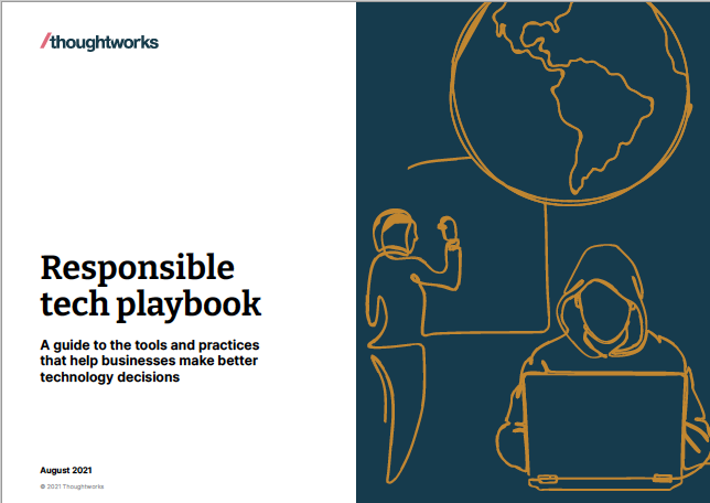 Visual que muestra un ejemplo de cubierta del The responsible tech playbook