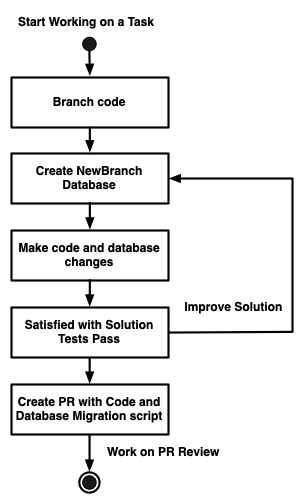 Database branching flow