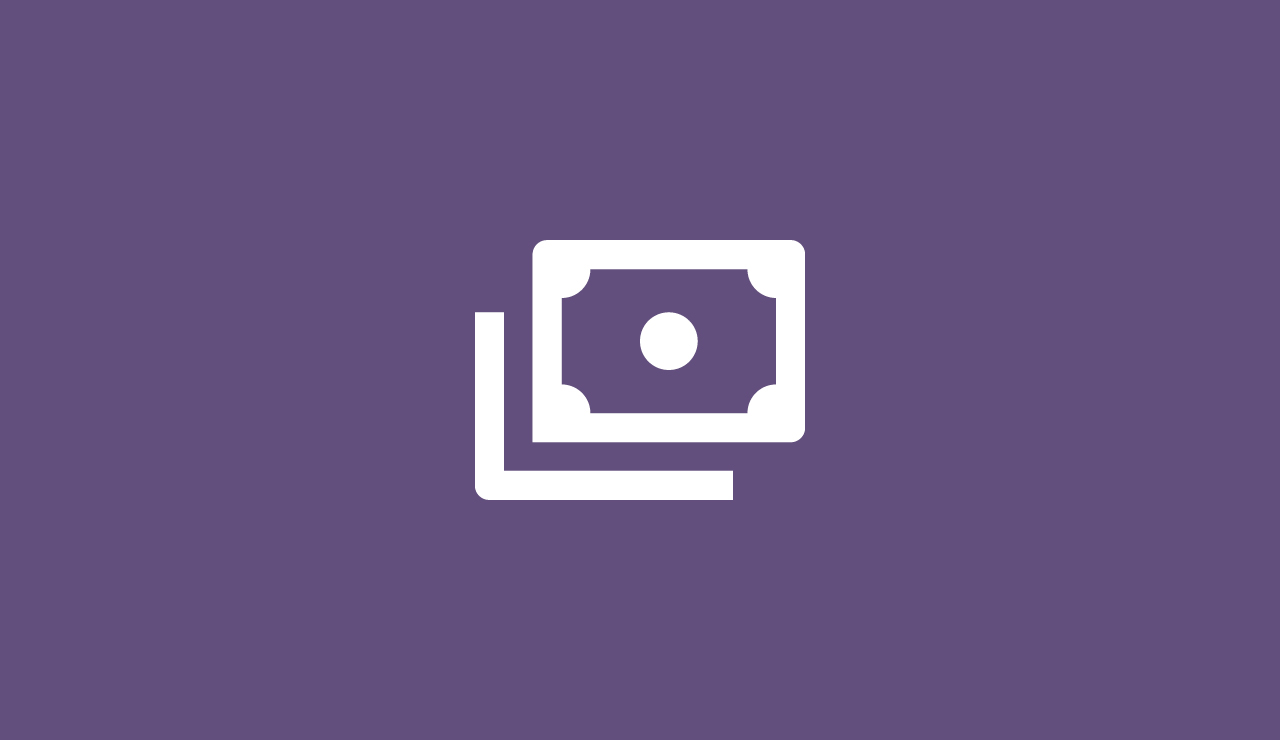 Purple background and a white icon depicting cost increase Purple background and a white icon depicting cost increase