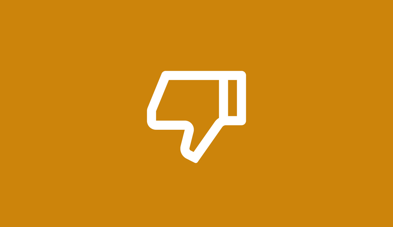 Yellow background with a white thumbs down icon Yellow background with a white thumbs down icon