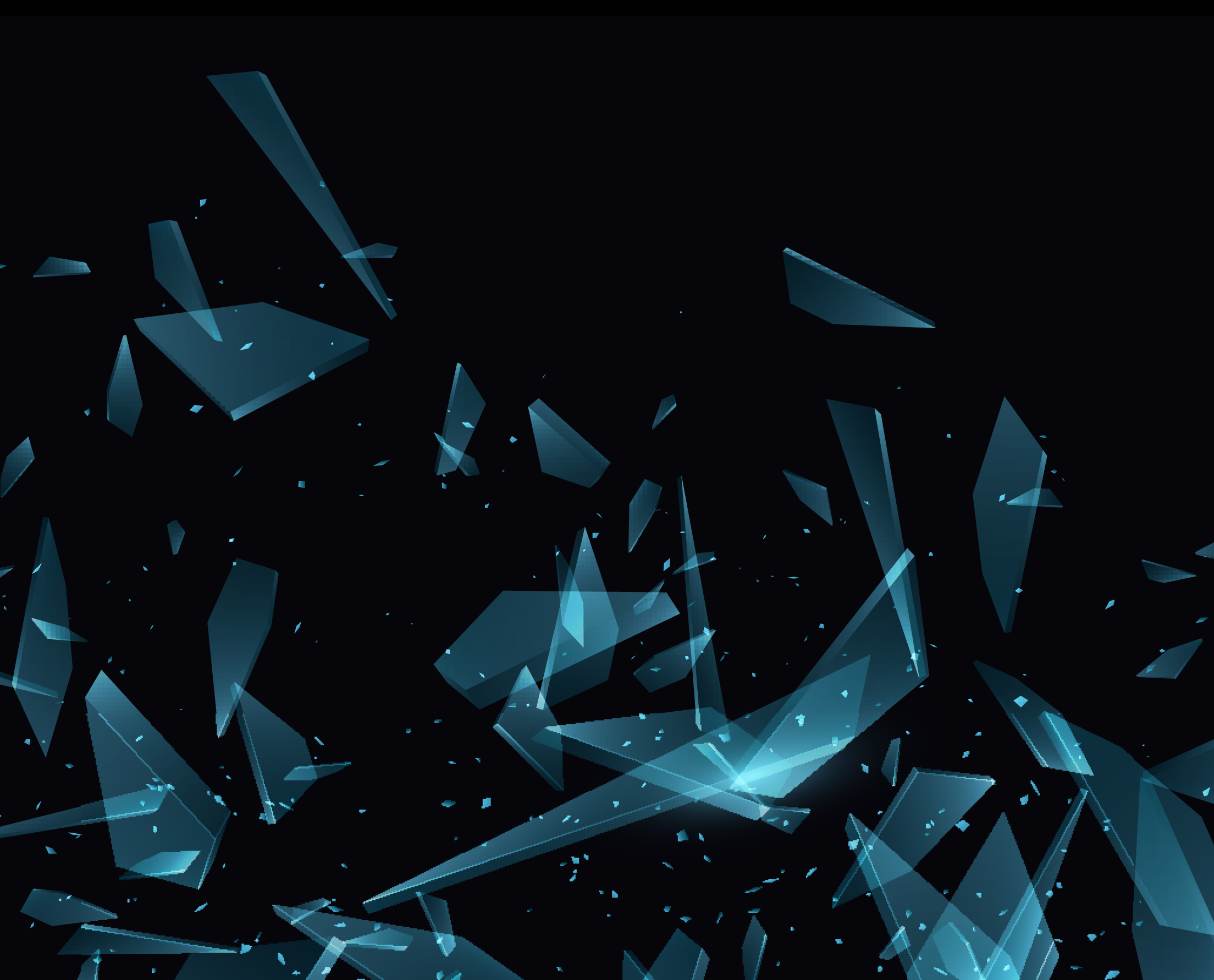 Shattering blue shards on a dark background